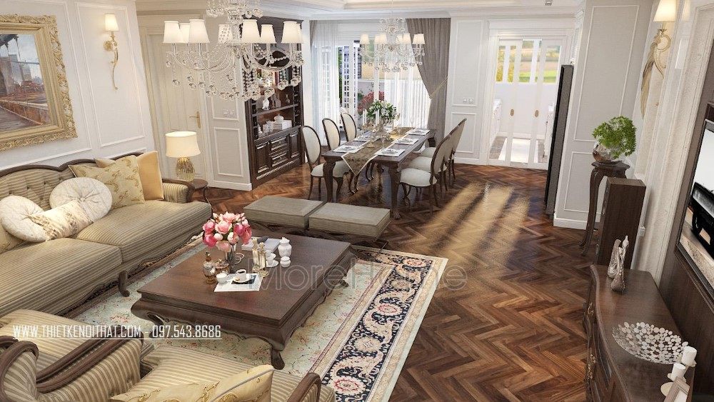 Thiết kế nội thất phòng khách chung cư Hei Tower